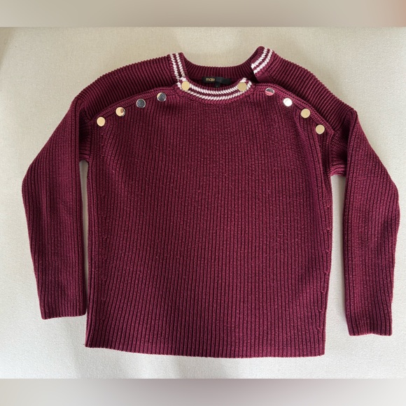 Maje Sweaters - Maje knit wool sweater burgundy buttons 1 small